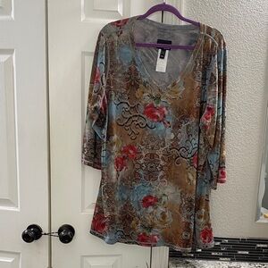 Attitudes by Renee Como Jersey Reversible V-Neck Women's Top